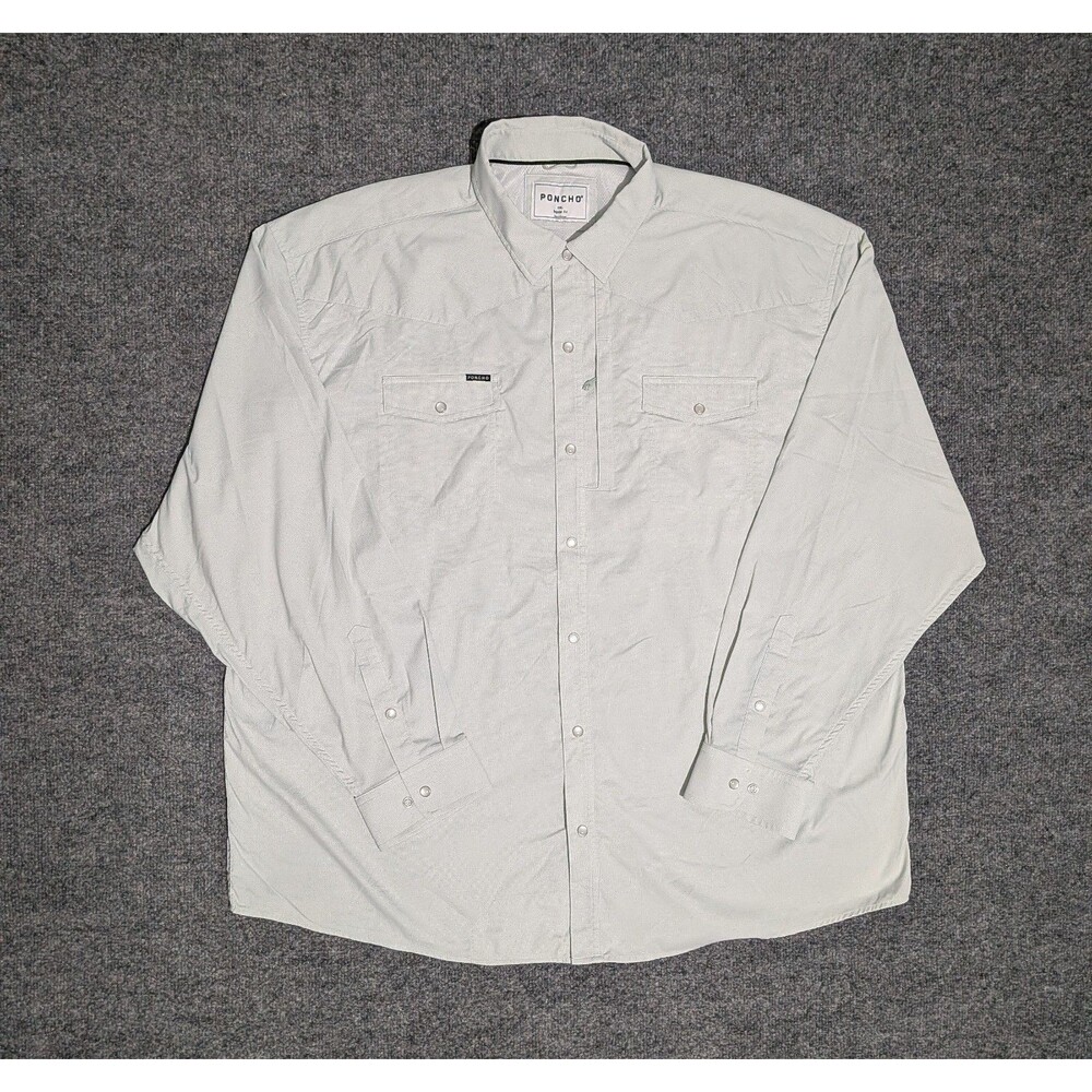 Poncho Shirt Mens 3XL Regular Fit Pearl Snap Long Sleeve